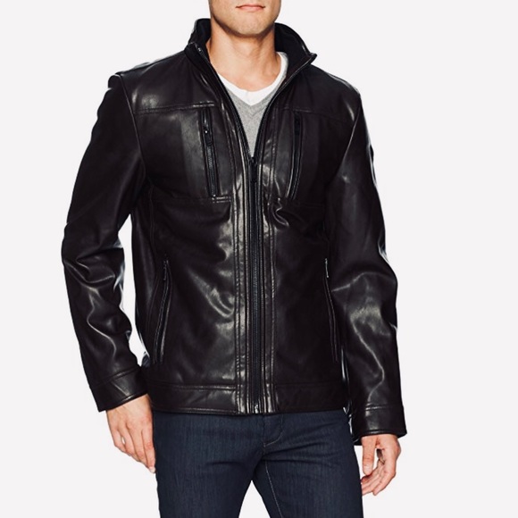 Calvin Klein Leather Jacket Black (M) - Picture 1 of 8